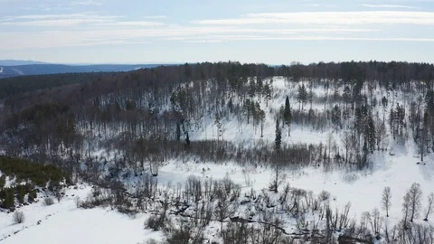 Flying over the forest and mountain. Aerial view. Stock Footage 127635916