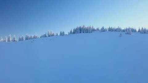 Flying over the forest and mountains in winter Video stock 104843165