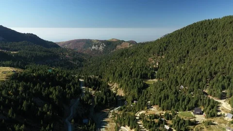 Flying Over The Forest  and Mountains, Wonderful Nature Landscape Stock Footage 123770892