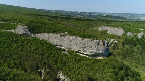 Flying over the Forest Cliff Like a Bird. Skala View From the Top. Crimea. Stock Footage 125412154