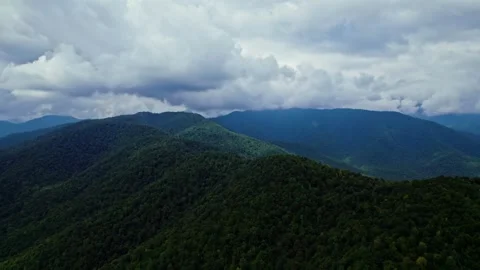 Flying over a forest in Georgia at a daytime. cloudy Stock Footage 252736717