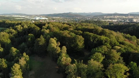 Flying over the forest. Hills in the background Stock Footage 94919475