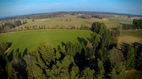 Flying over a forest landscape, Upper Bavaria, Germany, Europe Video stock 36081161