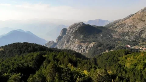 Flying over forest near Lovchen mountain, Montenegro 스톡 동영상 183359541
