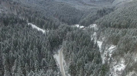 Flying over the forest in the winter in the mountains 03 Stock Footage 59122526
