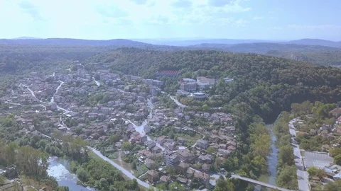Flying over Fortress on a hill Stock Footage