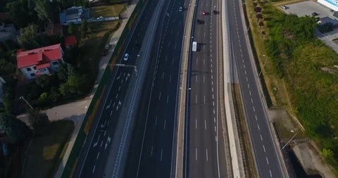 Flying Over Freeway. Busy Hours Stock Footage 92364827