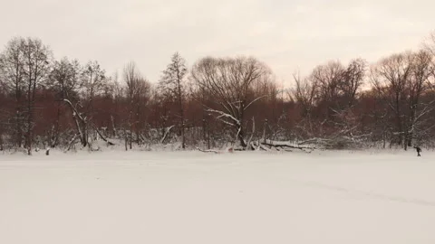 Flying over frozen river Stock Footage 146479320