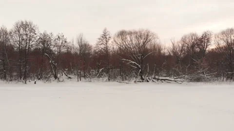 Flying over frozen river Stock Footage 146536100
