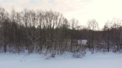 Flying over frozen river Stock Footage 146538760