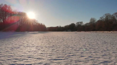 Flying over frozen river Stock Footage 146541130