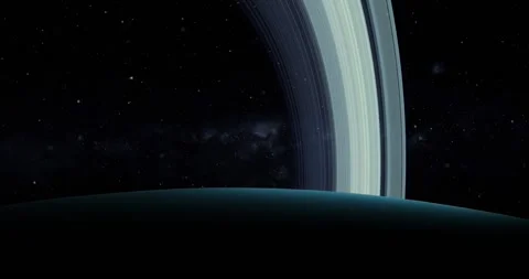 Flying over a futuristic alien ringed planet with storms Stock Footage 213577554