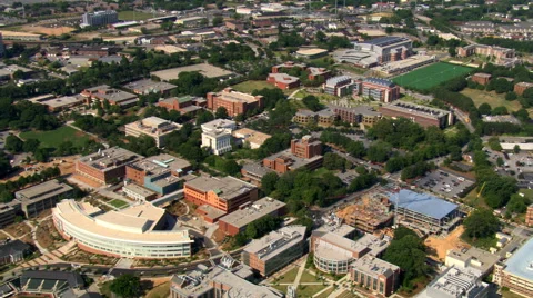 Flying over Georgia Tech campus in Atlanta. Shot in 2007. Stock Footage