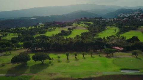 Flying over the golf course in gran canaria Stock Footage 229107292