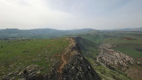 Flying over the gorgeous cliffs of Mt. Arbel. Israel. DJI-0162-05 Video stock 123814098