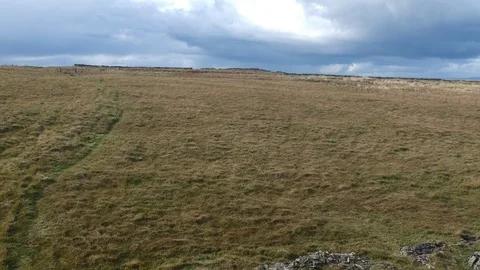 Flying over grassland in West Yorkshire Stock Footage 80318668