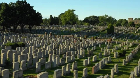 Flying over a grave yard 4k Stock Footage 111388933