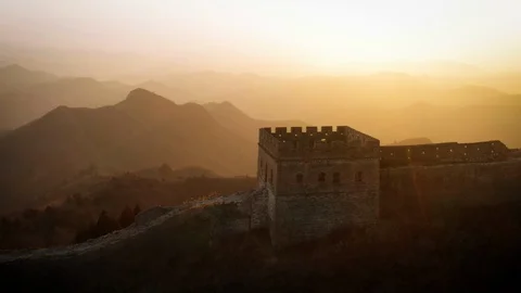 Flying over the Great Wall of China Stockbeeldmateriaal 119820152