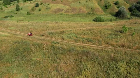 Flying over green fields and forests.Hot summer.Sunny.Aerial photography Видео 164425349