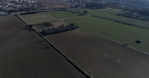 Flying over green fields Stock Footage 85609926