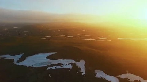 Flying over the green valley. Sunset in the mountains Stock-Footage 72998073