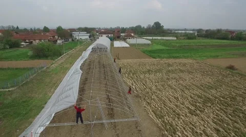 Flying over the Greenhouse Stock Footage 63486167