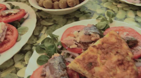 Flying Over Healthy Lunch Stock Footage 45572428