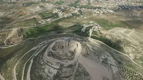 Flying over Herodium National Park. West Bank. Israel. DJI-0142-05 스톡 동영상 123730626