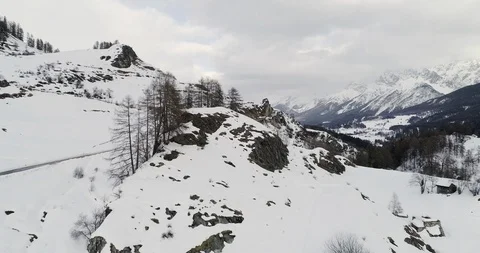 Flying over a high mountain road in Switzerland. Stock Footage 92669268