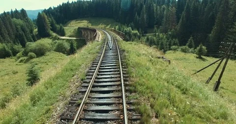 Flying over high railroad bridge Video stock 77932012