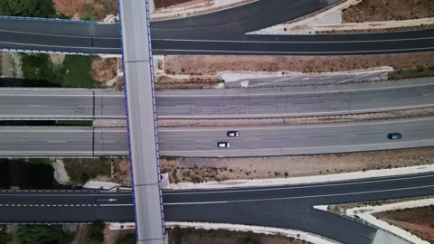 Flying over the high-speed highway. Stock Footage 156513831