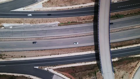 Flying over the high-speed highway. Stock Footage 156575450