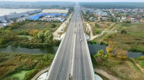 Flying over the highway. Aerial. Stock Footage 68353094