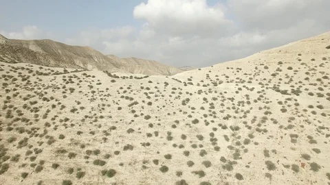 Flying over hill inside Qelt Valley. Judaean Desert. Israel. DJI-0178-06 Stock-Footage 124460350