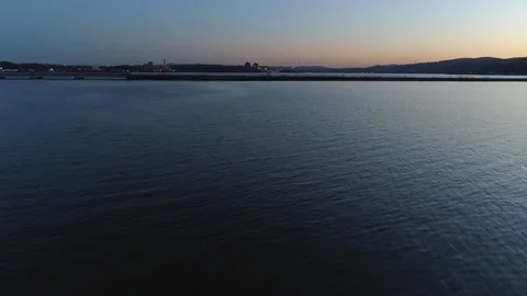 Flying Over Hudson River at Sunset Stock Footage 94657125