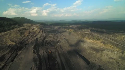Flying over a huge coal quarry Stock Footage 145292028
