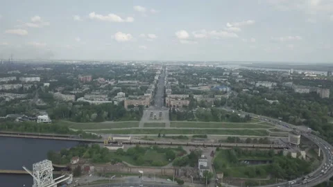 Flying over the hydroelectric power station Stock Footage 90247853
