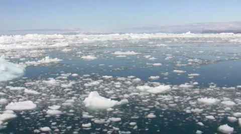 Flying over the ice fjord Stock Footage