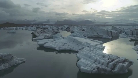 Flying over Icebergs Stock Footage 79547786