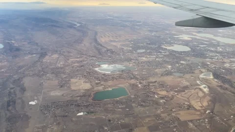 Flying Over Icy Lakes in Denver Area Stock Footage 228298084