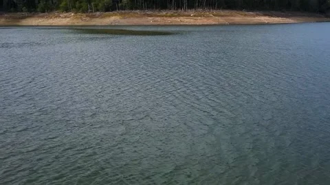 Flying Over Idyllic Lagoon Towards Lush Forest Park Near Lago Stock Footage 236643152
