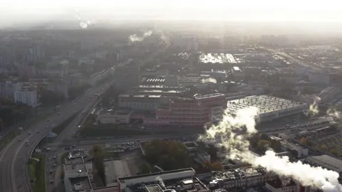 Flying over an industrial landscape Stock Footage 219473809