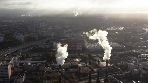 Flying over an industrial landscape Stock Footage 219474087