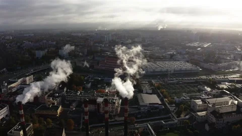 Flying over an industrial landscape Stock Footage 219474449