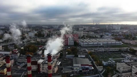 Flying over an industrial landscape Stock Footage 219474979