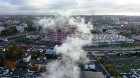 Flying over an industrial landscape Stock Footage 219475078