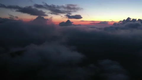 Flying Over the Infinite Clouds with the Night Moon Stock Footage 237139046