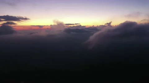 Flying Over the Infinite Clouds with the Night Moon Stock Footage 237139401