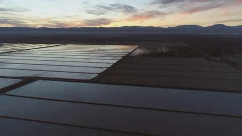 Flying over Interstate 5 in Willows during sunset Stock Footage 119994138