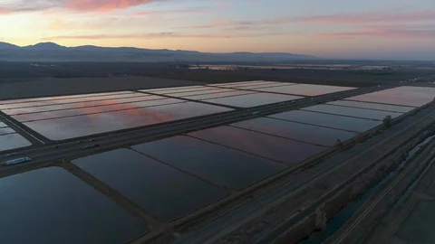 Flying over Interstate 5 in Willows during sunset Stock Footage 119994329